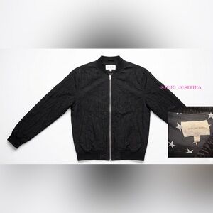 Skies Are Blue $89 Celestial Star-Lined Black Velvet Bomber Jacket M P2P 20-21”